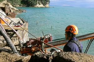 Installation Of Anchors Through Failed Seawall 4